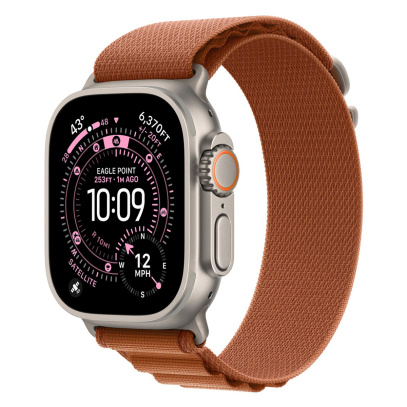 Apple Watch Ultra 3 (2025), 49 мм корпус из титана цвета «Natural», ремешок Alpine Loop размера M цвета «Terra Cotta»