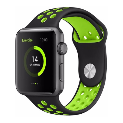 Ремешок Nike+ "Silicone Sport Band" Apple Watch 38/40 мм Черно-салатовый