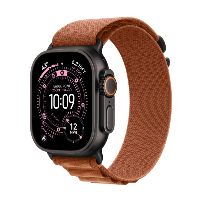Apple Watch Ultra 3 (2025), 49 мм корпус из титана цвета «Black», ремешок Alpine Loop размера L цвета «Terra Cotta»
