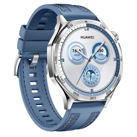 Часы HUAWEI Watch GT 5 Silver, 46 мм, цвет корпуса серебряный, цвет ремешка синий