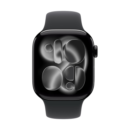 Apple Watch Series 11, 46 мм корпус из алюминия цвета «Jet Black», ремешок Sport Band размера S/M цвета «Black»