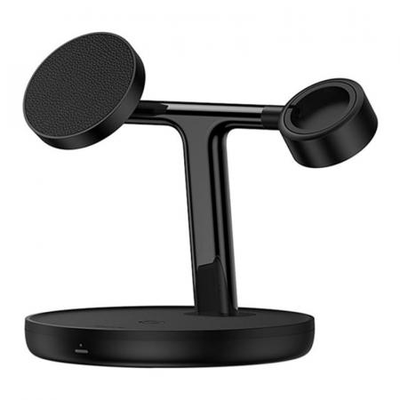 Беспроводное зарядное устройство Baseus Swan 3в1 Wireless Magnetic Charging Bracket 20W BS-W527 (WXTE000101) Black, черный