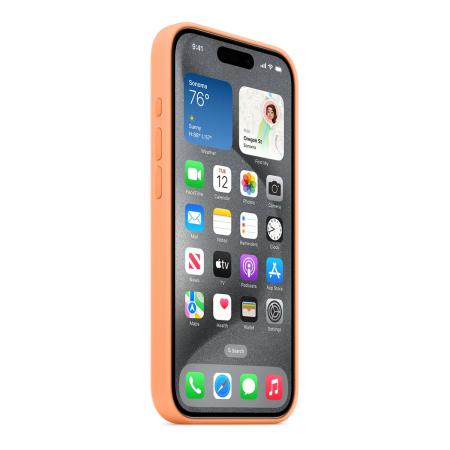 Чехол Silicone Case для Apple iPhone 15 Pro с MagSafe (original) Orange Sorbet, оранжевый