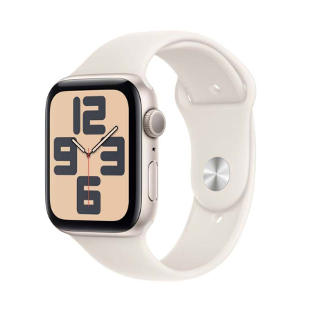 Apple Watch SE (2024), 44 мм корпус из алюминия цвета «Starlight», ремешок Sport Band размера M/L цвета «Starlight»