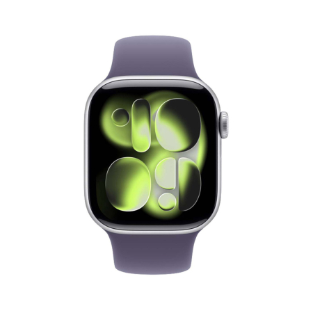 Apple Watch Series 11, 42 мм корпус из алюминия цвета «Silver», ремешок Sport Band размера M/L цвета «Purple Fog»