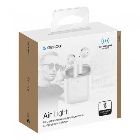 Беспроводные наушники с микрофоном Deppa Air Light, TWS, BT 5.1, 250 мАч, QI (44165) Белый
