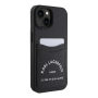 Чехол Karl Lagerfeld для iPhone 15 Cardslot PU Saffiano RSG 3D rubber logo Hard (KLHCP15SSAPRSGK) Черный