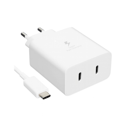 Зарядное устройство Samsung Duo 50Вт 2 USB Type-C + кабель Type-C (1,8 м) (EP-T5020XWE-GEU) Белый