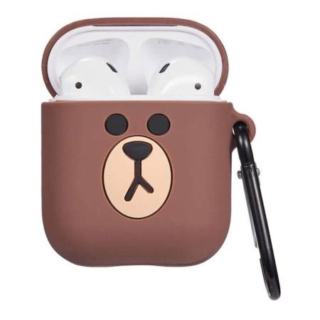 Чехол Carton Silicone Case Мишка для Apple AirPods Brown, коричневый