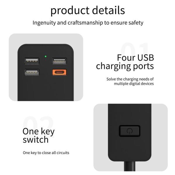 Сетевой фильтр WiWU Smart Power Strip EU Plug 20W 4*AC+3*USB 3.0+ 1*USB-C (U01 EU) Белый