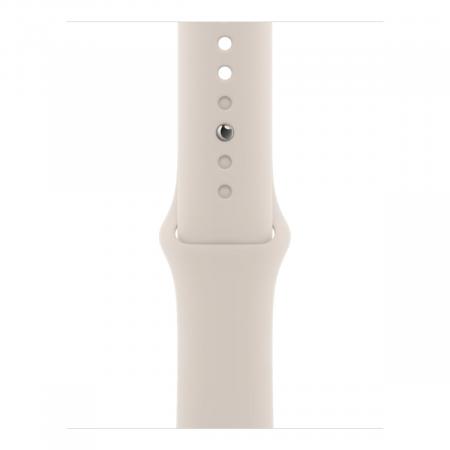 Apple Watch SE (2022), 40 мм корпус из алюминия цвета «Silver», ремешок Sport Band размера S/M цвета «Starlight»