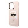 Чехол Karl Lagerfeld для iPhone 14 Pro с MagSafe Liquid silicone Karl's head Hard (KLHMP14LSLKHLP) Розовый