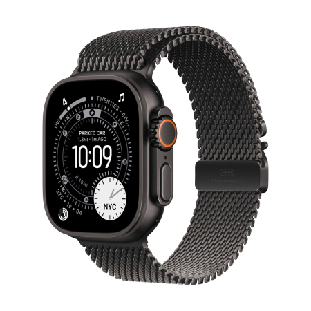 Apple Watch Ultra 3 (2025), 49 мм корпус из титана цвета «Black», ремешок Titanium Milanese Loop размера L цвета «Black»