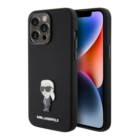 Чехол Karl Lagerfeld для iPhone 15 Pro Cardslot PU Saffiano RSG 3D rubber logo Hard (KLHCP15LSMHKNPK) Черный